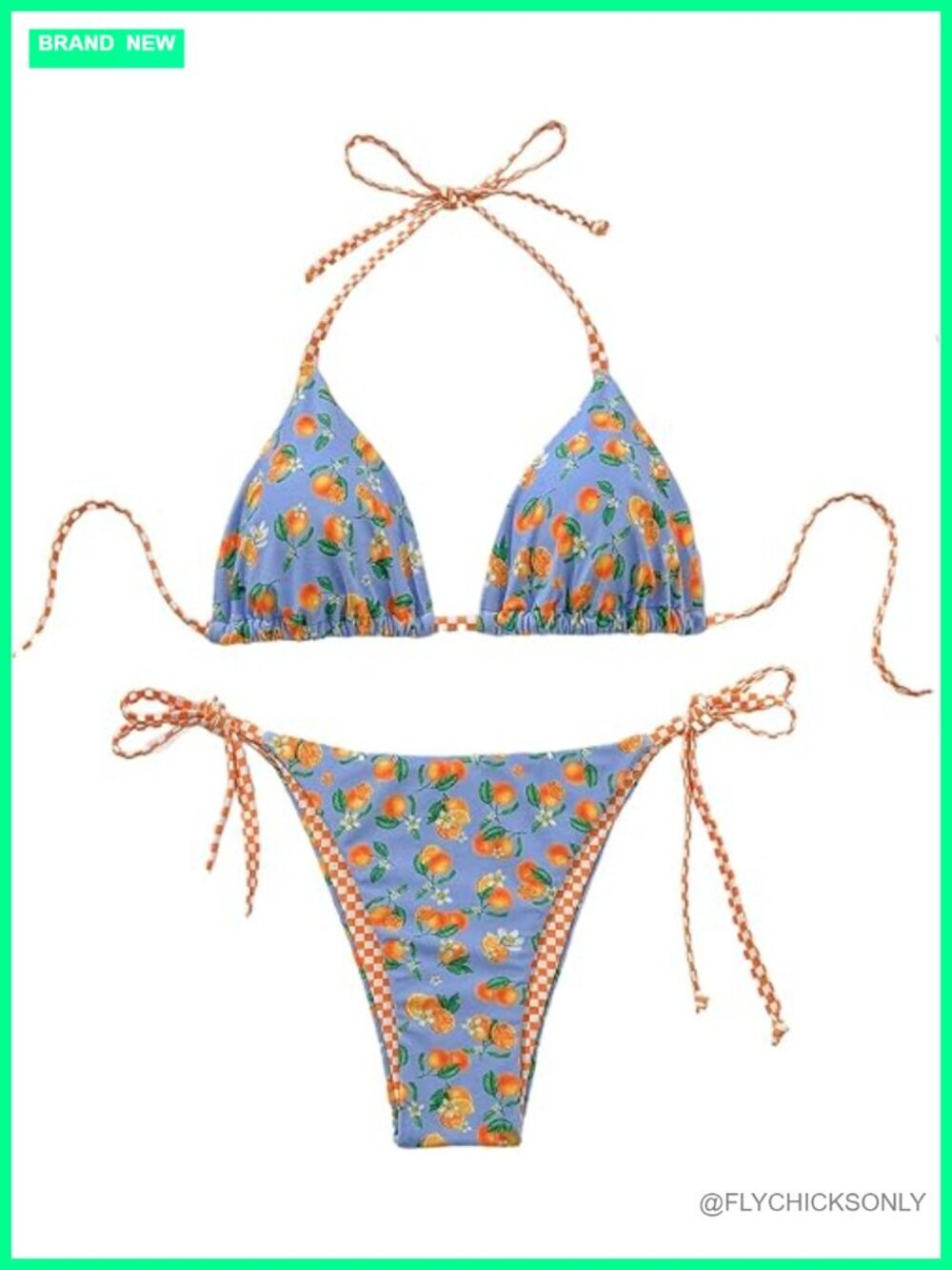 2 Piece Fruit Print Bikini Sets Halter String Boho Summer Swimsuits